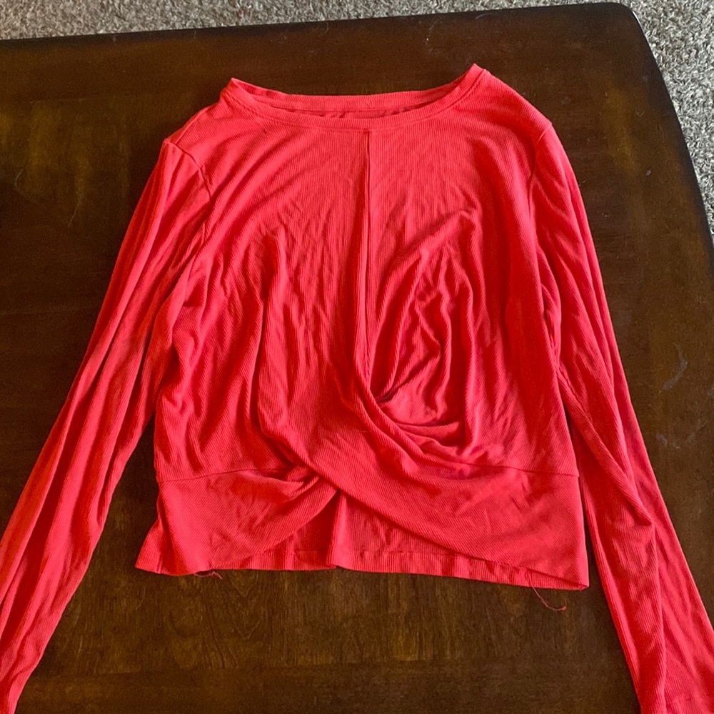 bright red workout top